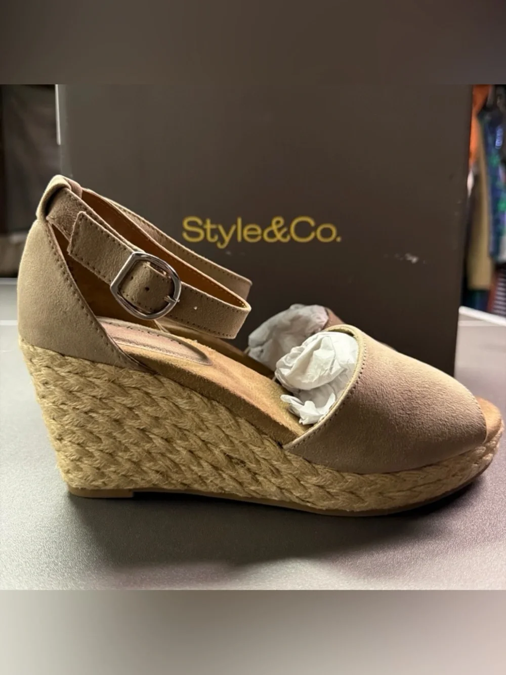 Style‎ & Co Women's Beige Seleeney Wedge Sandals Shoe Size 6M NWB